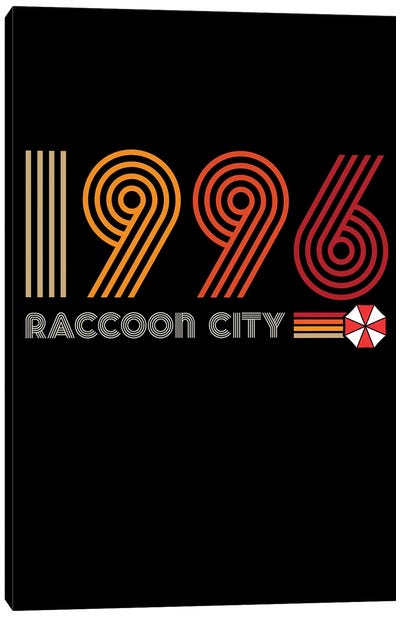 Raccoon City 1996 Canvas Art Print - Action & Adventure Minimalist Movie Posters