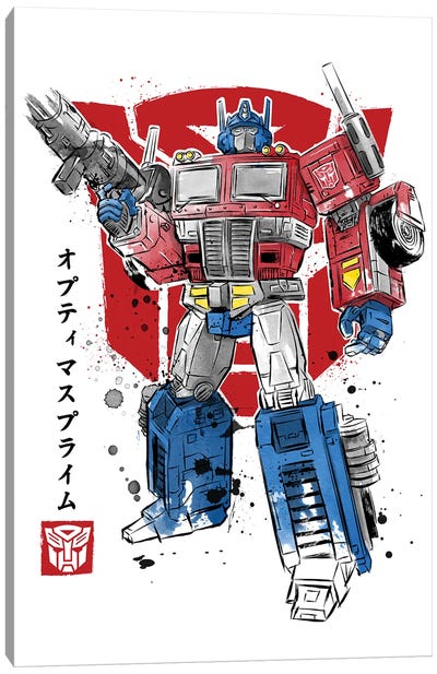 Prime Sumi-e Canvas Art Print - Optimus Prime