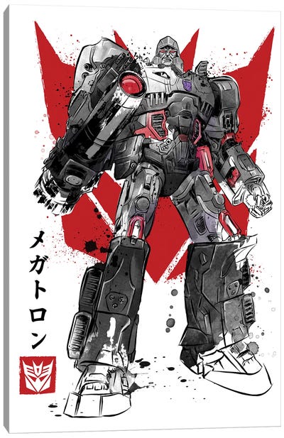 Destrution Sumi-e Canvas Art Print - Transformers