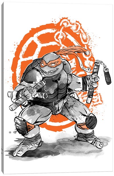 Michelangelo Sumi-E Canvas Art Print - Teenage Mutant Ninja Turtles
