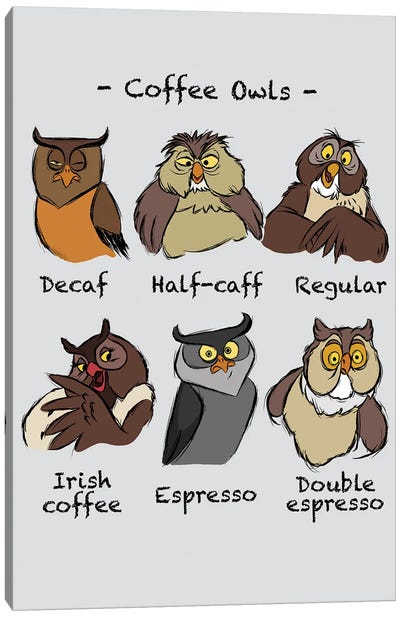 Coffee Owls Canvas Art Print