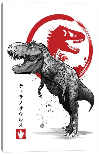 Tyrannosaurus Sumi E Canvas Art Print - Jurassic Park