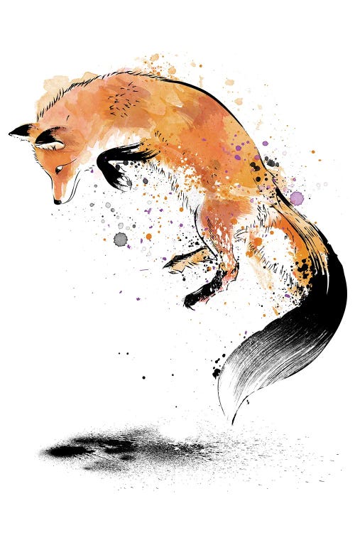 Red Fox Jumping Into Snow by Antonio Camarena wall art