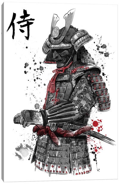 Samurai Sumi-E Canvas Art Print - Samurai Art