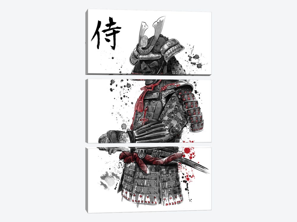 Samurai Sumi-E by Antonio Camarena 3-piece Canvas Print