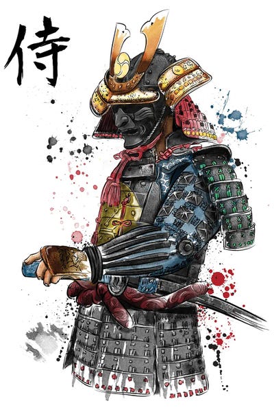 Hispanic & Latin American Artists: Samurai Watercolor by Antonio Camarena