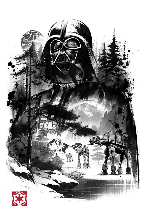 Dark Lord In The Snow Planet Sumi-E by Antonio Camarena wall art