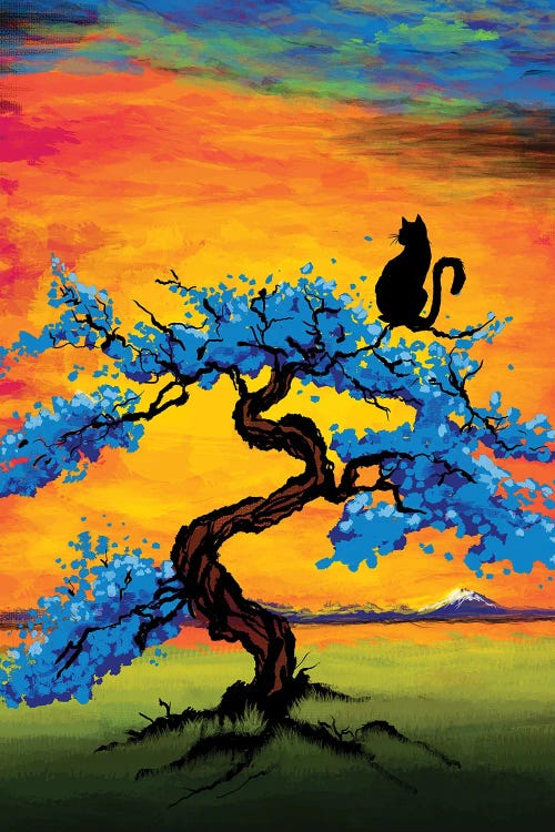 Cat Watching The Sunset by Antonio Camarena wall art