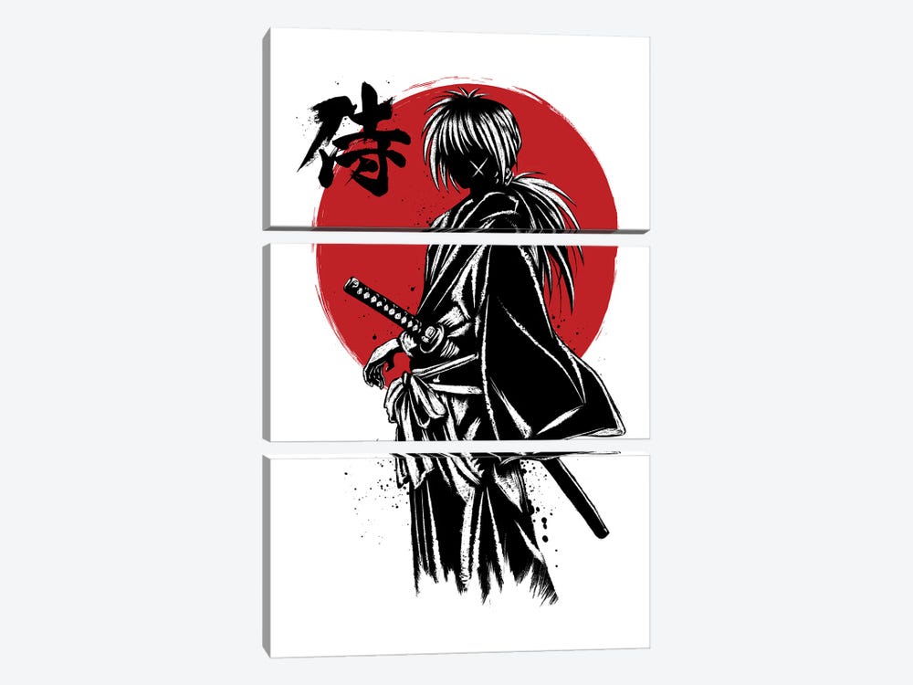 Kenshin Sumi-E by Antonio Camarena 3-piece Canvas Art