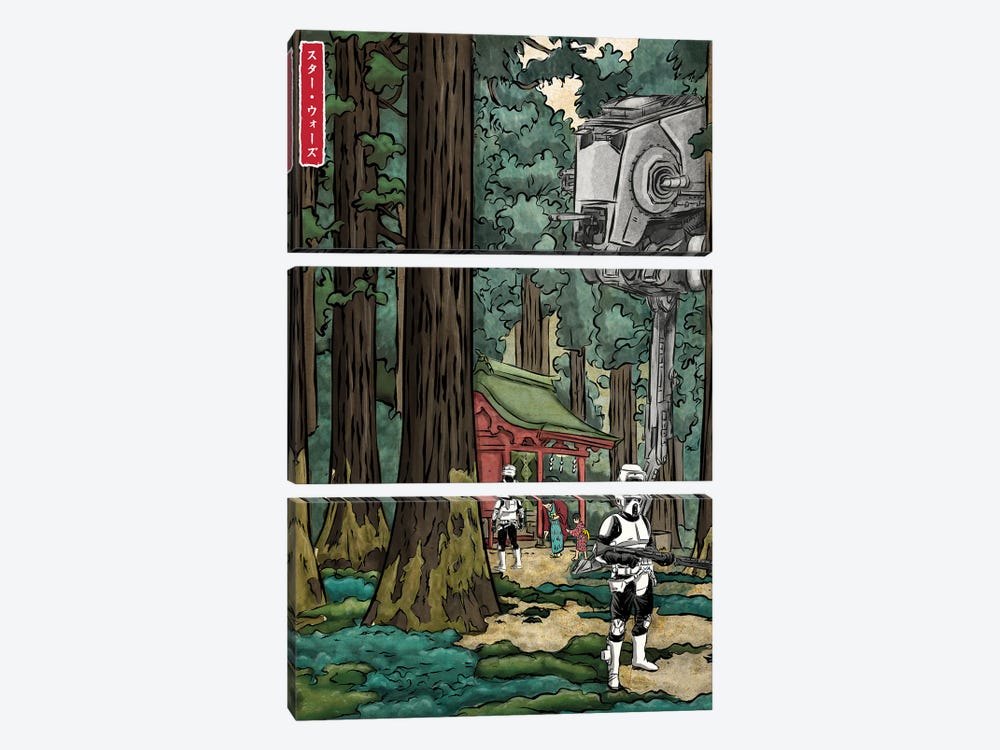 Galactic Empire In Japanese Forest by Antonio Camarena 3-piece Canvas Wall Art