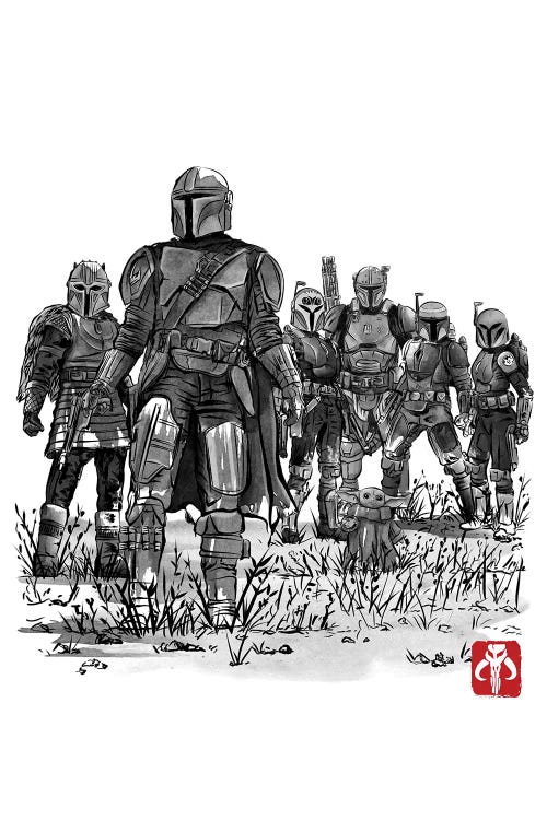 Seven Mandalorians Sumi-E