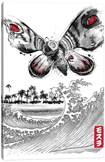The Rise Of The Giant Moth Canvas Art Print - Godzilla
