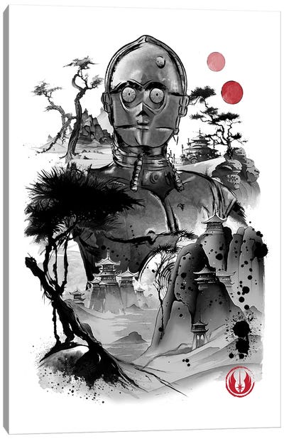 Protocol Droid In The Desert Planet Canvas Art Print - Antonio Camarena