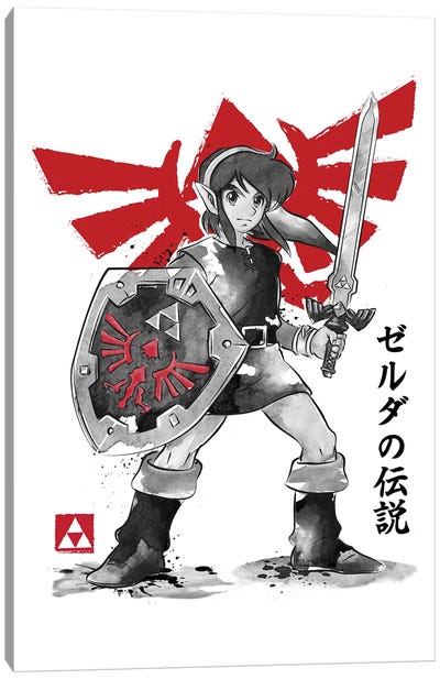 Legendary Hero Sumi-E Canvas Art Print - The Legend Of Zelda