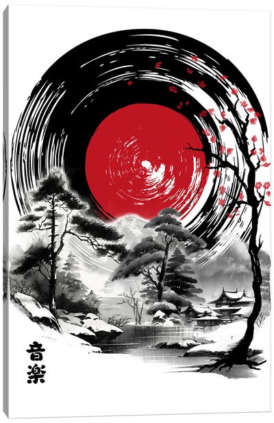 Music Of Japan Sumi E Canvas Art Print - Vinyl Records