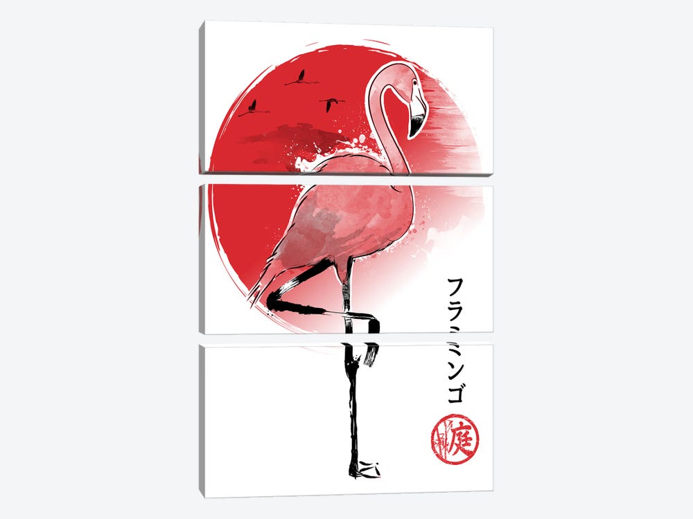 Flamingo Sumi-E by Antonio Camarena 3-piece Art Print
