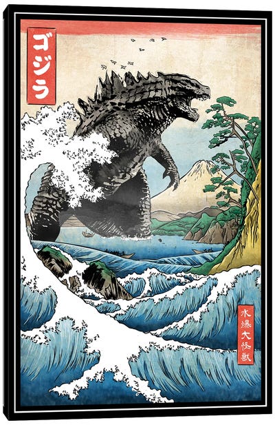 The King At Satta In Suruga Province Canvas Art Print - Godzilla