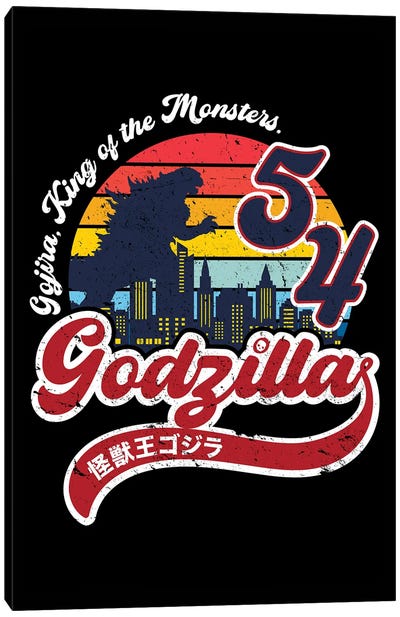 King Of Monsters Canvas Art Print - Godzilla