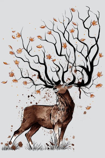 Autumn Deer by Antonio Camarena multi panel art