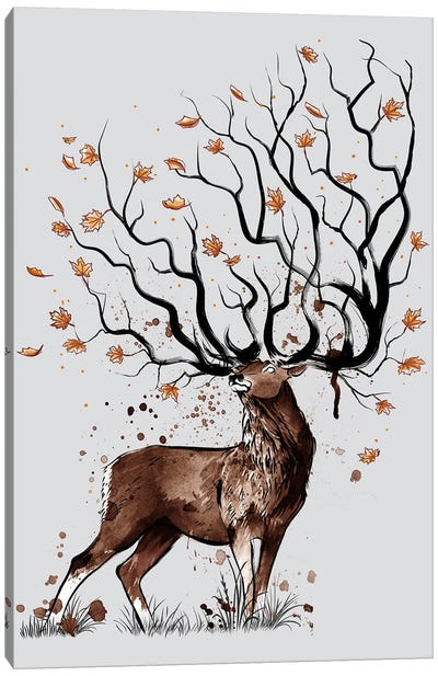 Autumn Deer Canvas Art Print - Antonio Camarena