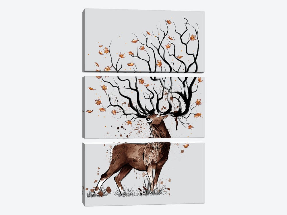 Autumn Deer by Antonio Camarena 3-piece Canvas Art Print
