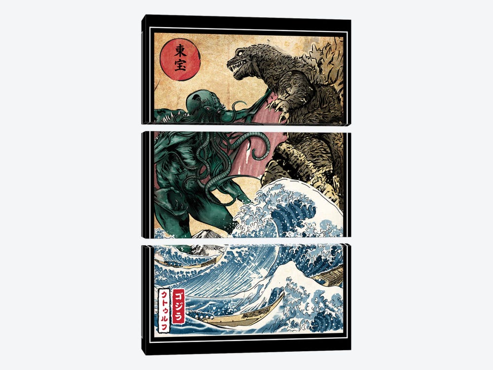 King Of The Monsters Vs Great Old One by Antonio Camarena 3-piece Art Print