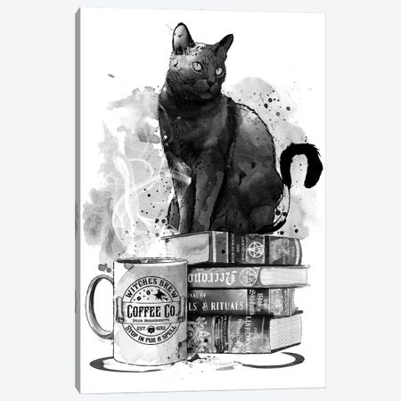 Cat Books And Coffee Canvas Print #ACM498} by Antonio Camarena Canvas Wall Art