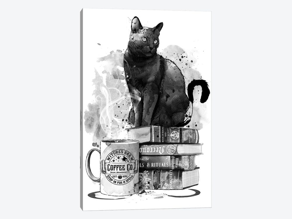 Cat Books And Coffee by Antonio Camarena 1-piece Canvas Art