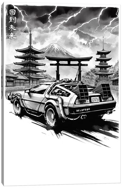 Back To The Japan Temple Canvas Art Print - Automobile Art