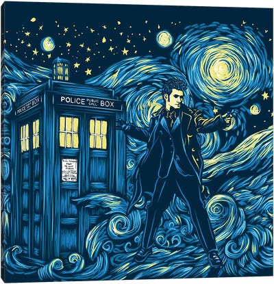 Tenth Doctor Dreams Of Time And Space Canvas Art Print - Blue Art