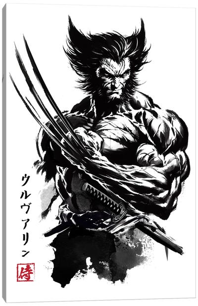 Mutant Samurai Sumi-E Canvas Art Print - Fictional Character Art