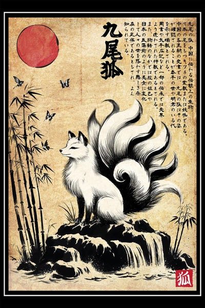 Foxes: Kitsune Woodblock by Antonio Camarena