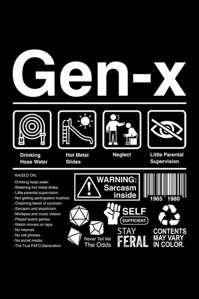 Black & White Pop Culture Art: Gen X Label by Antonio Camarena