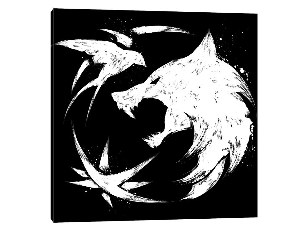 Dark Blue Kids Wall Art Digital Print Witcher Fight Against Eagle