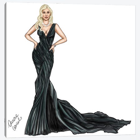 Lady Gaga At The Bafta Canvas Print #ACN146} by AtelierConsolo Canvas Print