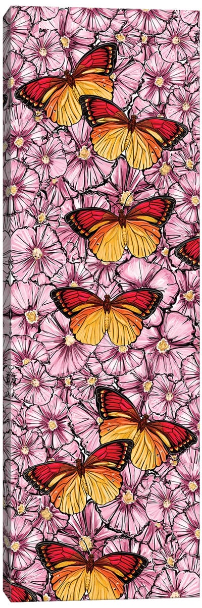 Butterfly And Flowers Canvas Art Print - AtelierConsolo
