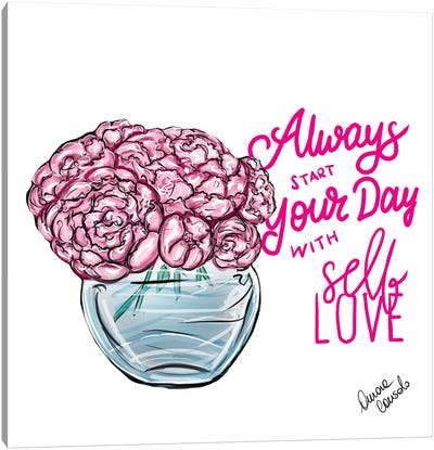 Always Start Your Day With Self Love Canvas Art Print - Self-Care Art