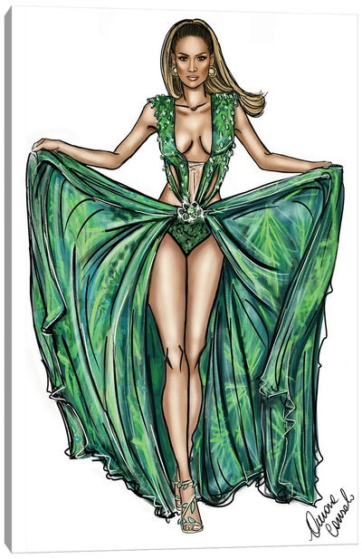 J Lo Versace Canvas Art Print - Jennifer Lopez