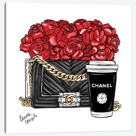 Chanel And Roses Canvas Print #ACN170} by AtelierConsolo Canvas Print