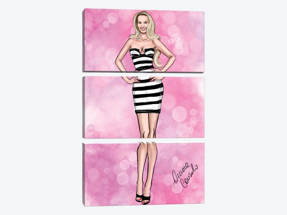 This Barbie Its Called Margot Robbie by AtelierConsolo 3-piece Canvas Print