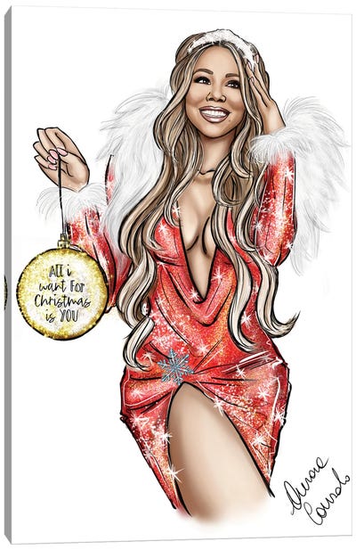 Mariah Carey Canvas Art Print - Black Christmas Art