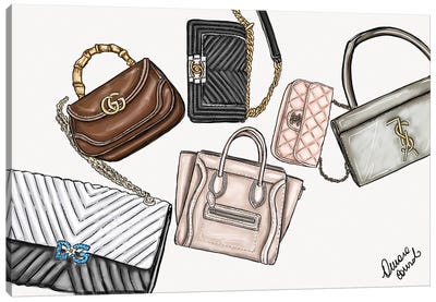 Chanel & Other Luxury Bags Canvas Art Print - Yves Saint Laurent Art