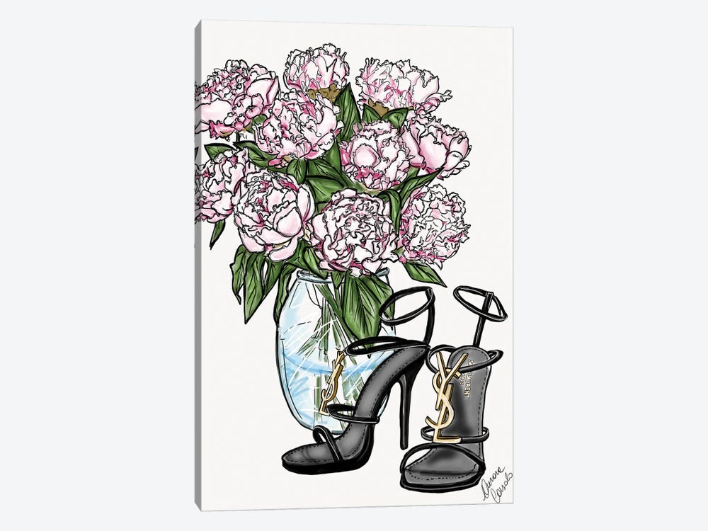 YSL & Peonies by AtelierConsolo 1-piece Canvas Art Print
