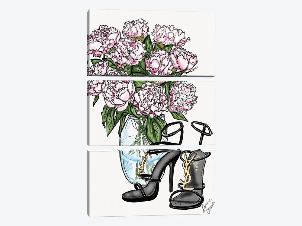 YSL & Peonies by AtelierConsolo 3-piece Canvas Art Print