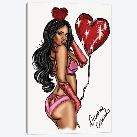 Rihanna Valentine Canvas Print #ACN31} by AtelierConsolo Canvas Art