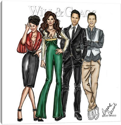 Will And Grace Canvas Art Print - Sitcoms & Comedy TV Show Art
