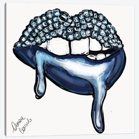 Dripping Blue Canvas Print #ACN44} by AtelierConsolo Canvas Artwork