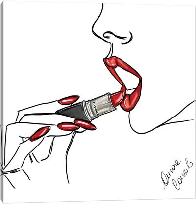 Red Lipstick Canvas Art Print - AtelierConsolo