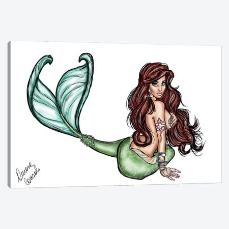 Mermaid Canvas Print #ACN5} by AtelierConsolo Canvas Artwork