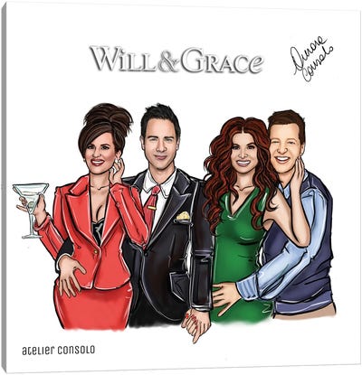 Will & Grace Canvas Art Print - Sitcoms & Comedy TV Show Art